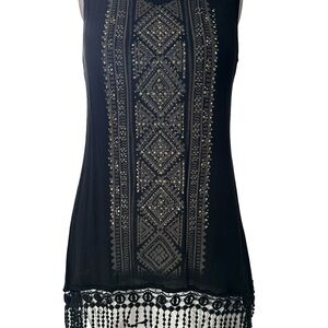 Vocal Chic Black Beaded Sleeveless Top
